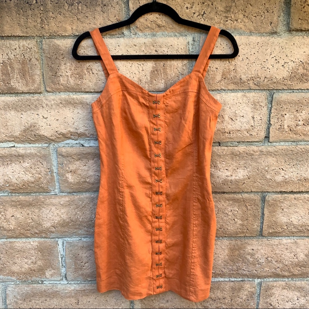 Linen corset mini dress